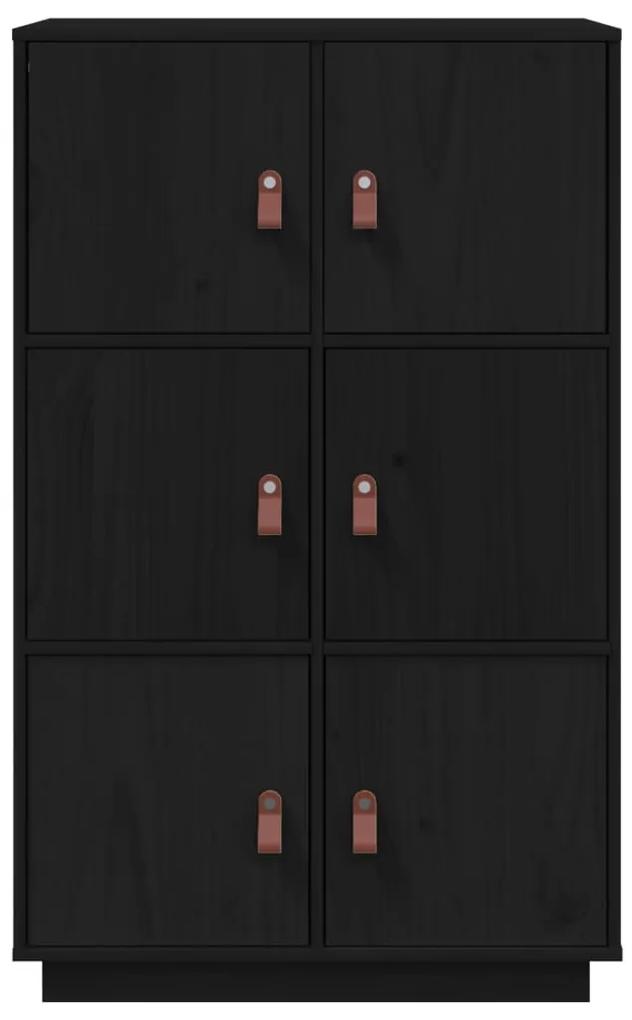 Credenza nera 67x40x108,5 cm in legno massello di pino