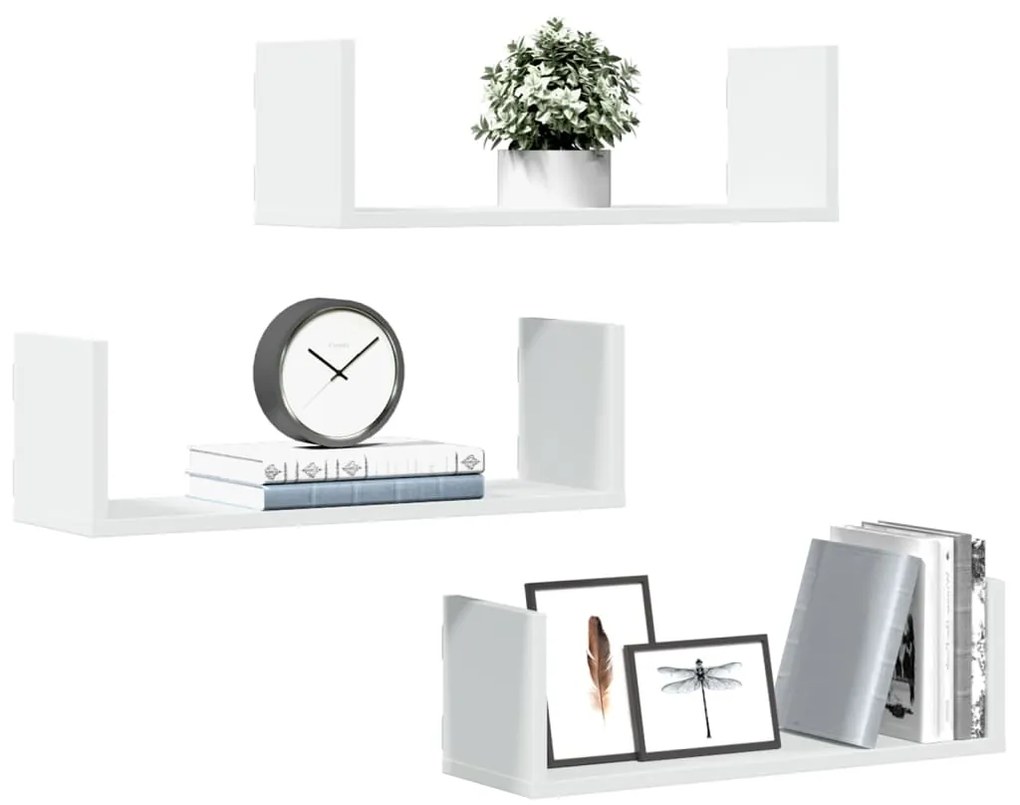 Mensole A Muro 3 Pz Bianche 58x18x18 Cm İn Truciolato /