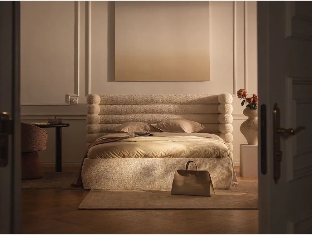 Letto matrimoniale imbottito blu con contenitore con rete inclusa 180x200 cm Mount – Micadoni