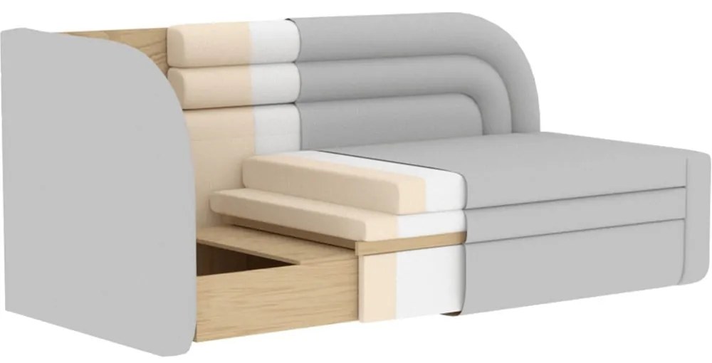 Divano rosa allungabile/con contenitore con penisola a sinistra e rivestimento in ciniglia 223 cm Fabillo – ELTAP