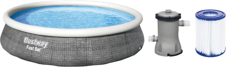 Bestway - piscina tonda gonfiabile fuori terra rattan grigio 396 x H84 cm