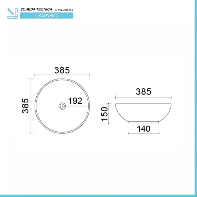Lavabo da appoggio a ciotola 38,5 cm bianco opaco in ceramica Espeon
