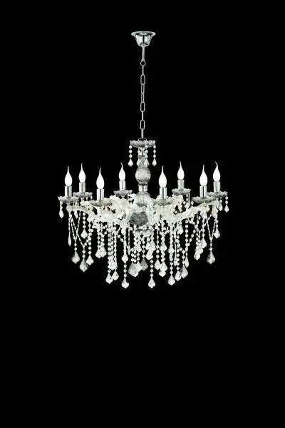 Lampadario damasco 8 luci fume' e cromo attacco e14 d.82cm