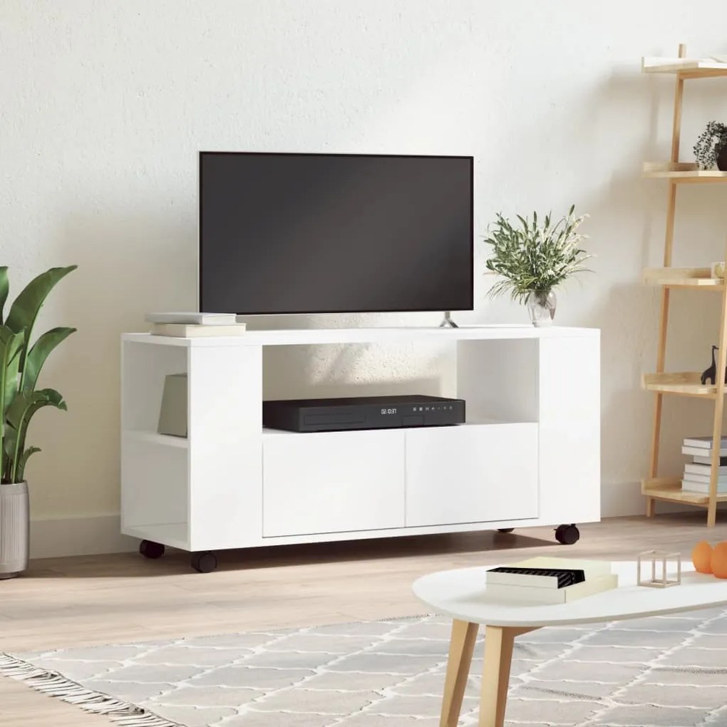 Mobile Porta Tv Bianco 102x34,5x43 Cm İn Legno Multistrato /