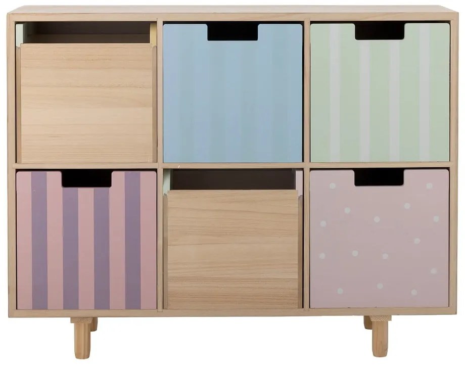 Cassettiera bassa per bambini in legno massiccio di pavlovnia in colore naturale 25,5x88,5 cm Calle - Bloomingville Mini