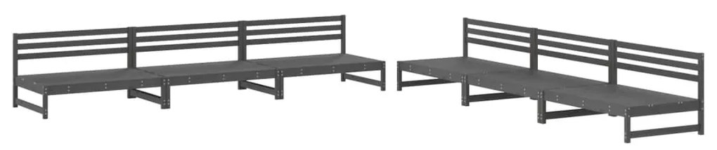 Set salotto da giardino 6 pz grigio in legno massello di pino