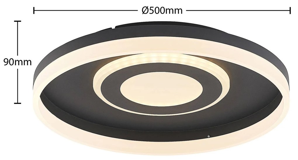Plafoniera a LED Gulda Lindby, dimmerabile, Nero, Soggiorno / Sala da pranzo, Plastica, Moderno, Plafoniera LED