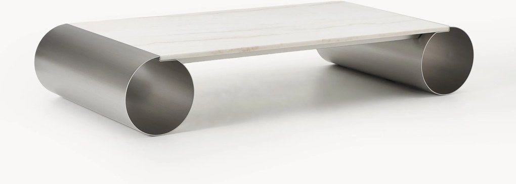 Tavolino da salotto XL con piano in marmo Blaze, larg. 160 cm