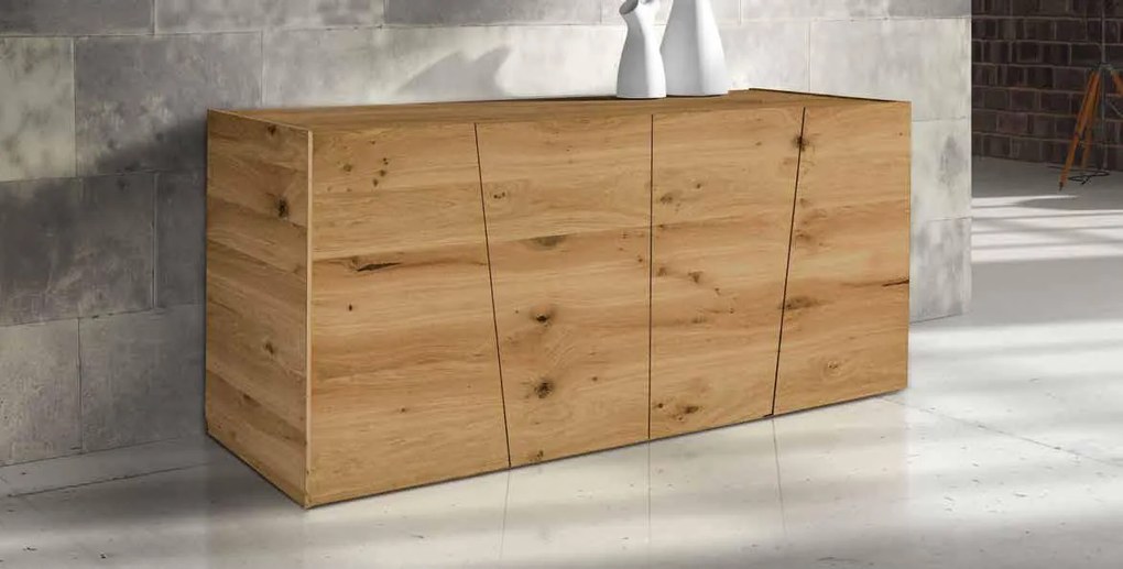 Credenza da 180 cm in legno rovere nodato naturale