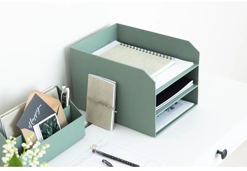 Organizer verde in cartone per documenti Trey Canvas Paper Laminate – Bigso