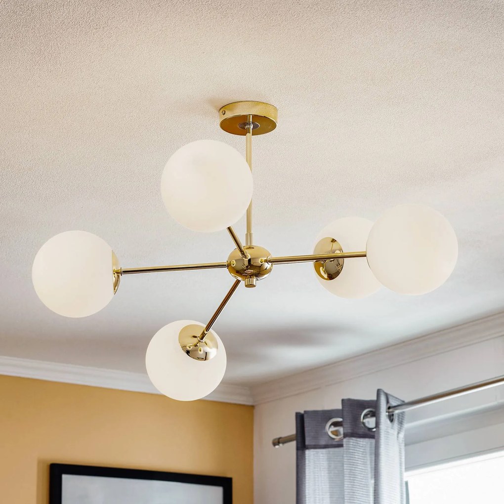 Plafoniera soffitto Dori Euluna, dimmerabile, Ottone / Oro, Soggiorno / Sala da pranzo, Metallo, Plafoniera
