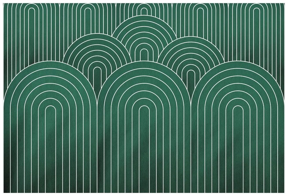 Carta da parati autoadesiva – Motivo arcobaleno Mid-Century verde