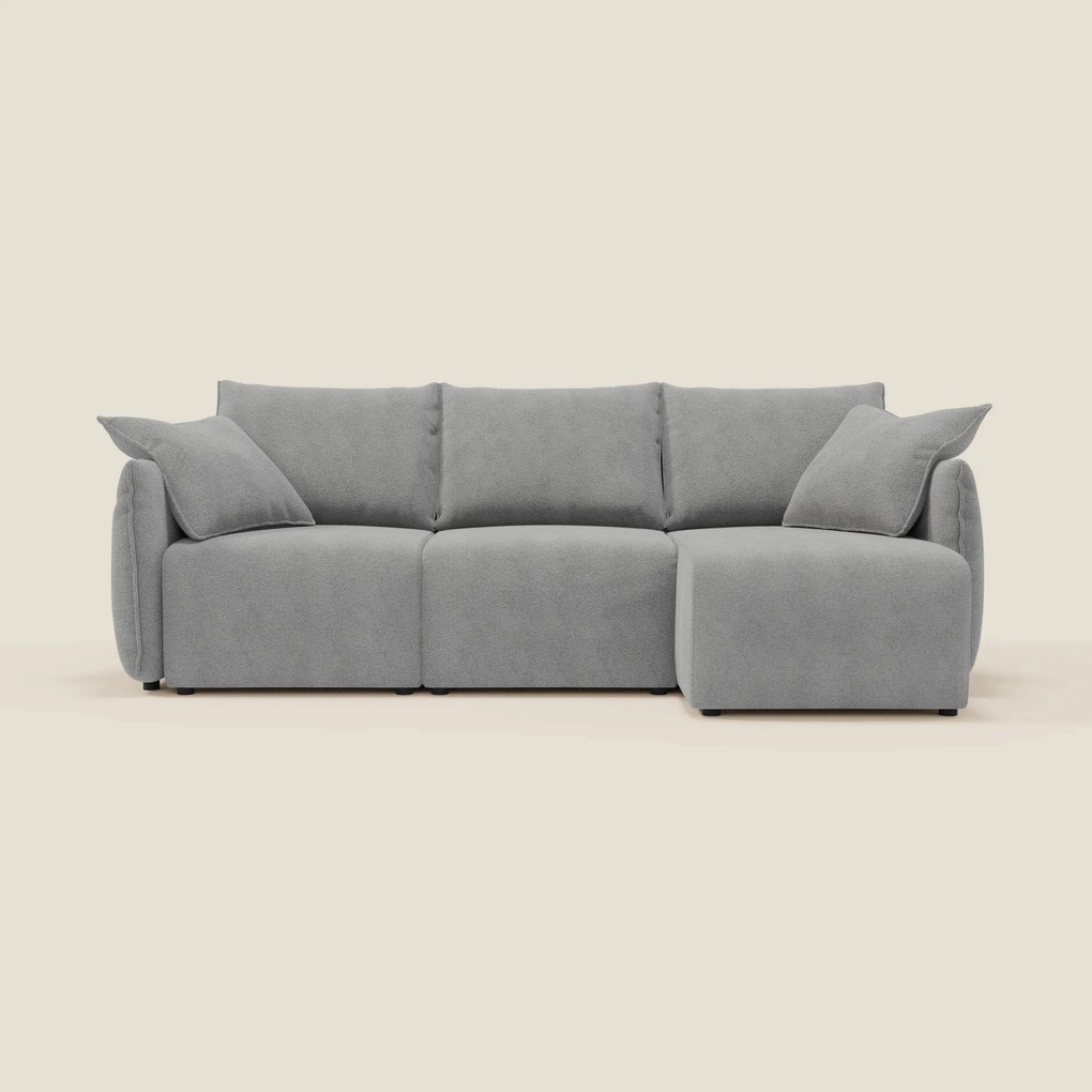 Flexar Divano angolare reversibile con sedute allungabili in bouclé morbido impermeabile T07 grigio