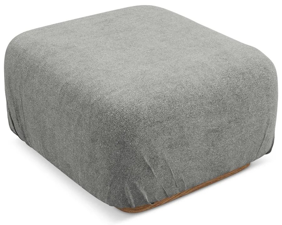 Poggiapiedi componibile grigio con rivestimento in bouclé Ailani – Makamii