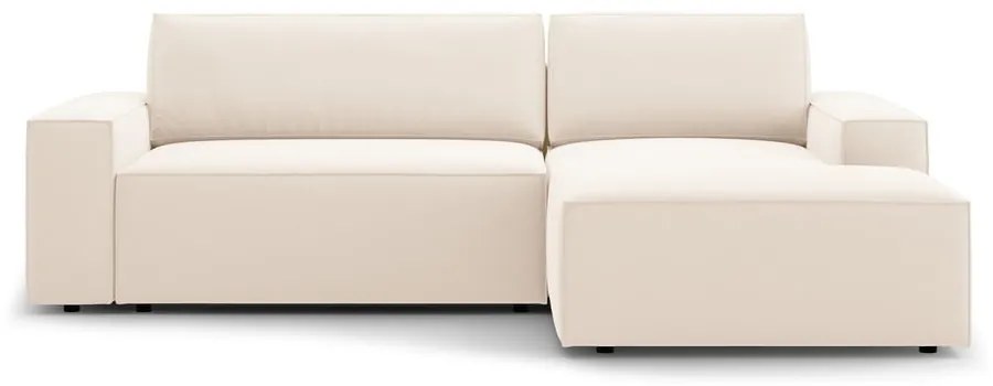 Divano angolare beige allungabile/con contenitore (con penisola a destra/con chaise lounge) con rivestimento in velluto Jodie – Micadoni