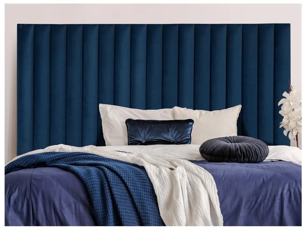 Testata cuciture verticali 140 cm Velluto Blu notte - SARAH