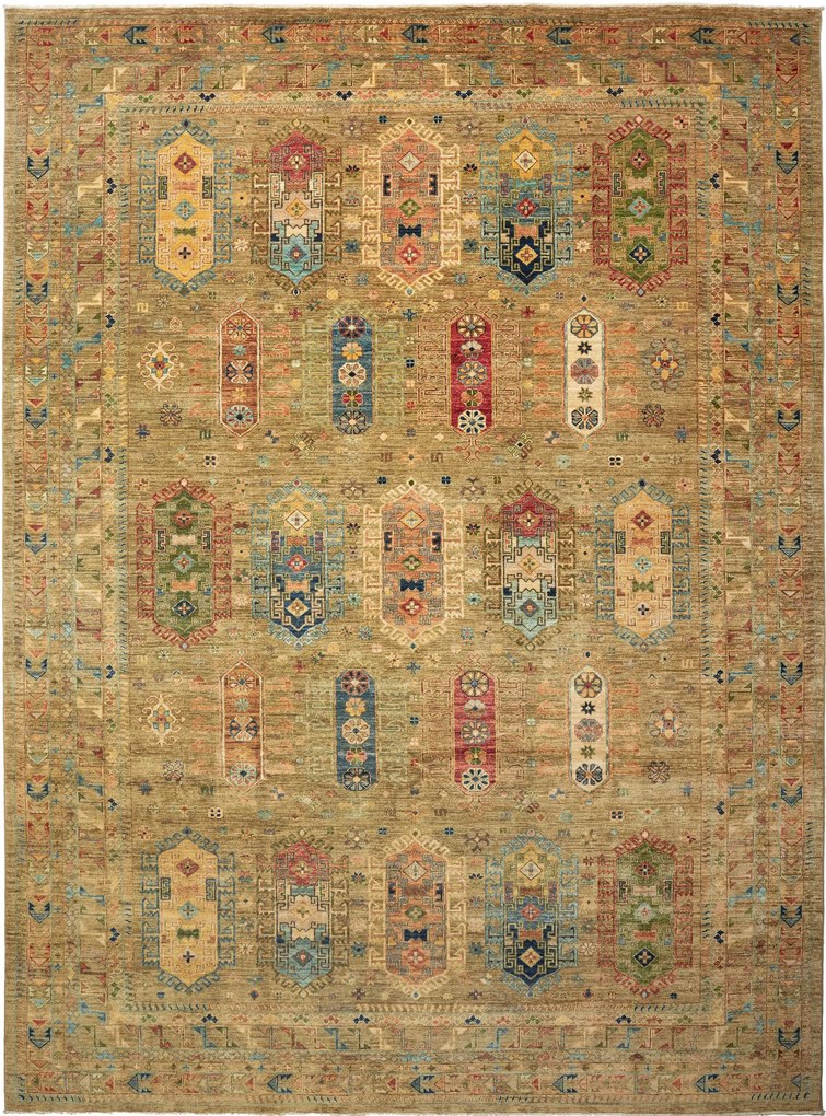 Samarkand Tappeto orientale 280x370 Verde (Pakistan) Annodato A Mano