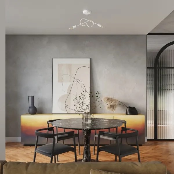 Sollux SL.1471 - Lampadario a plafone LOOP 2xE27/15W/230V bianco