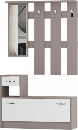 Mobile Ingresso 100 Cm Con Scarpiera Appendiabiti E Specchio Rudolf Tortora