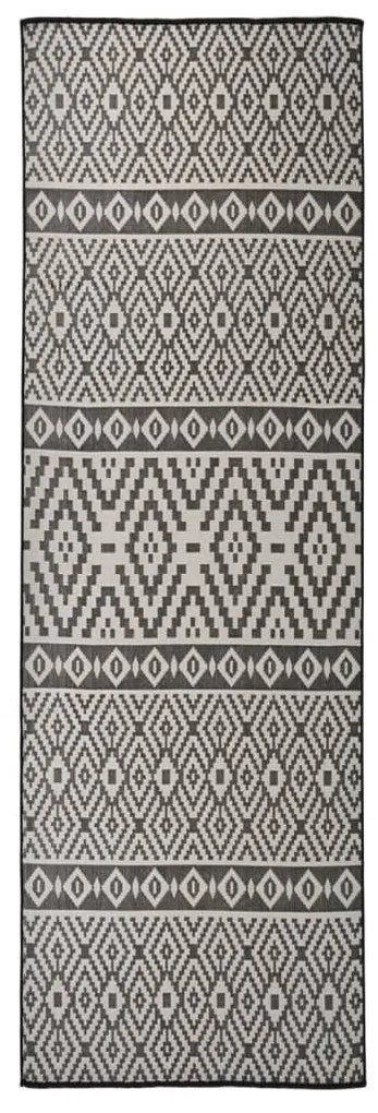 Tappeto Da Esterni A Tessitura Piatta 80x250 Cm Strisce Nere /