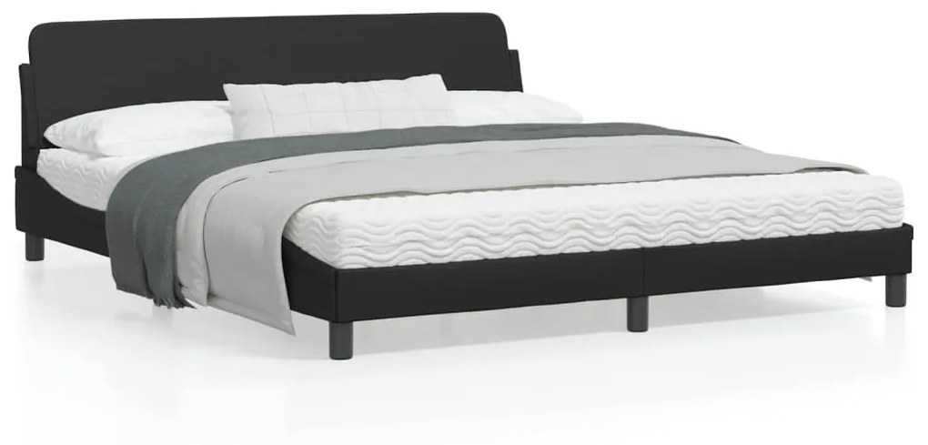 Giroletto Con Testiera Nero 180x200 Cm İn Similpelle /