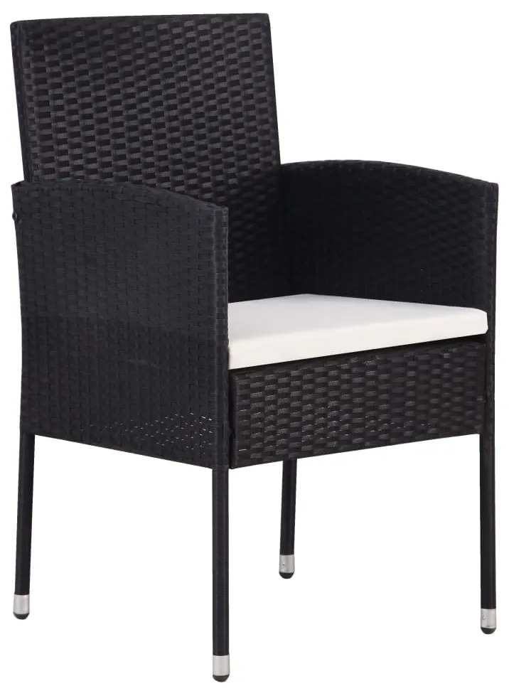 Set mobili da pranzo per giardino 5 pz in polyrattan nero