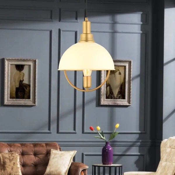 Lampadario a sospensione con cavo MONZA 1xE27/40W/230V Ø 30 cm crema/oro