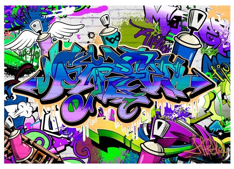 Fotomurale  Graffiti: motivo viola  Colore colorful, Dimensioni e Misure 100x70