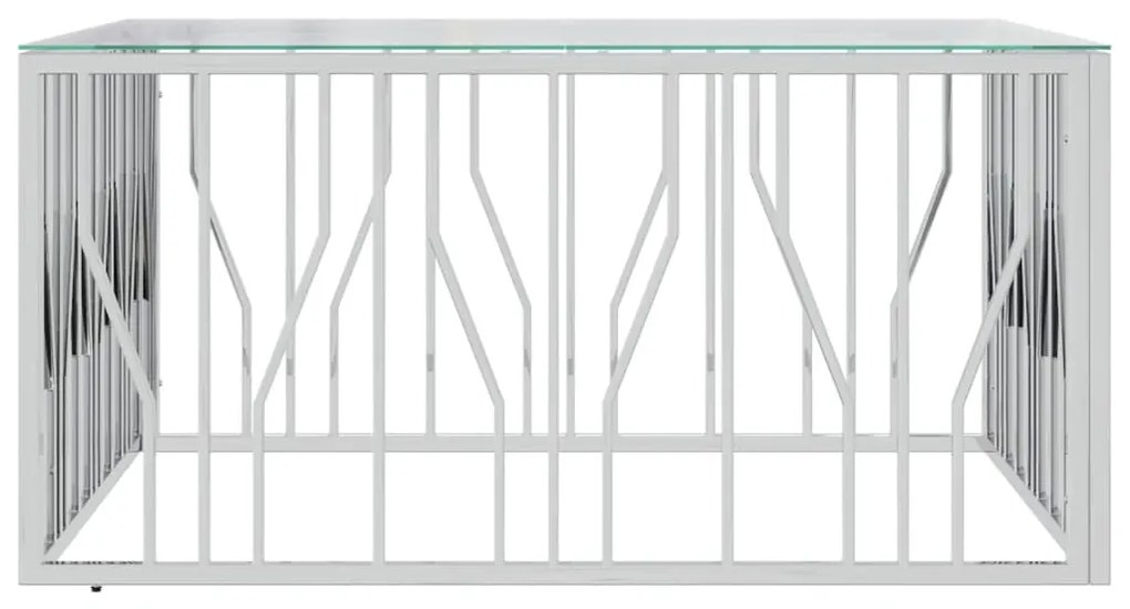 Tavolino da salotto 100x100x50 cm in acciaio inox e vetro