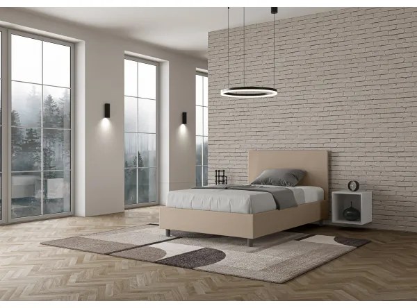 Letto contenitore imbottito 120x210 similpelle tortora Adele