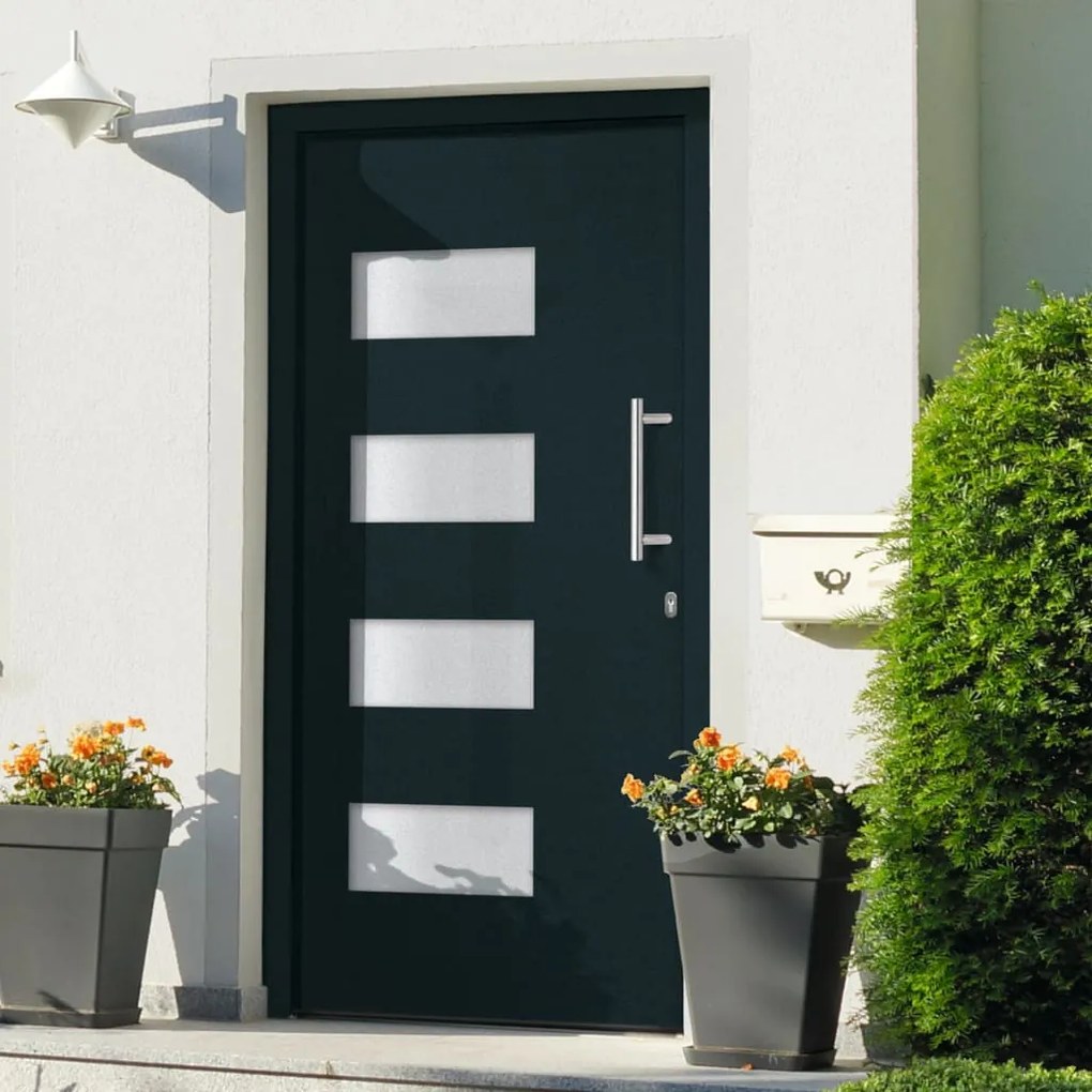 Porta Dıngresso İn Alluminio E Pvc Antracite 100x210 Cm /