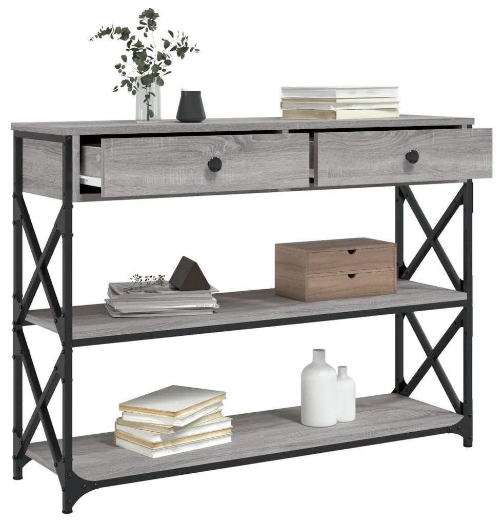 Tavolo consolle grigio sonoma 100x28x75 cm in legno multistrato