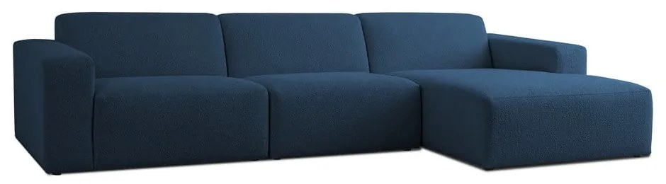 Divano angolare blu scuro in tessuto bouclé (angolo destro) Roxy - Scandic