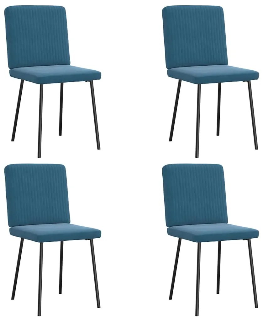 Sedie Da Pranzo 4 Pz Blu İn Velluto /