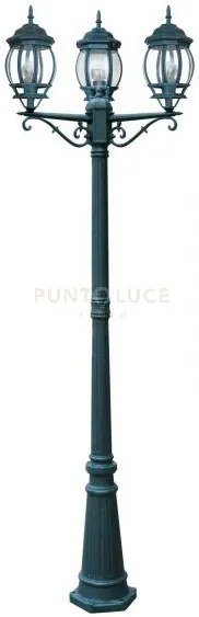Palo santiago nero e verde 3 luci attacco e27 ip44 69x209cm