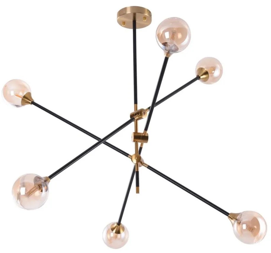 Azzardo AZ4700 - Lampadario su palo SOLEN 6xG9/30W/230V nero/oro