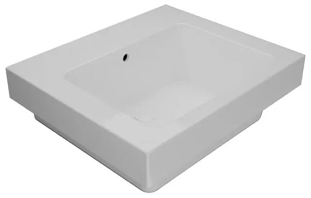 Lavabo da incasso con bordo a vista rettangolare vasca centrale Alaqua L 60 x H 25 x P 21 cm in ceramica bianco lucido