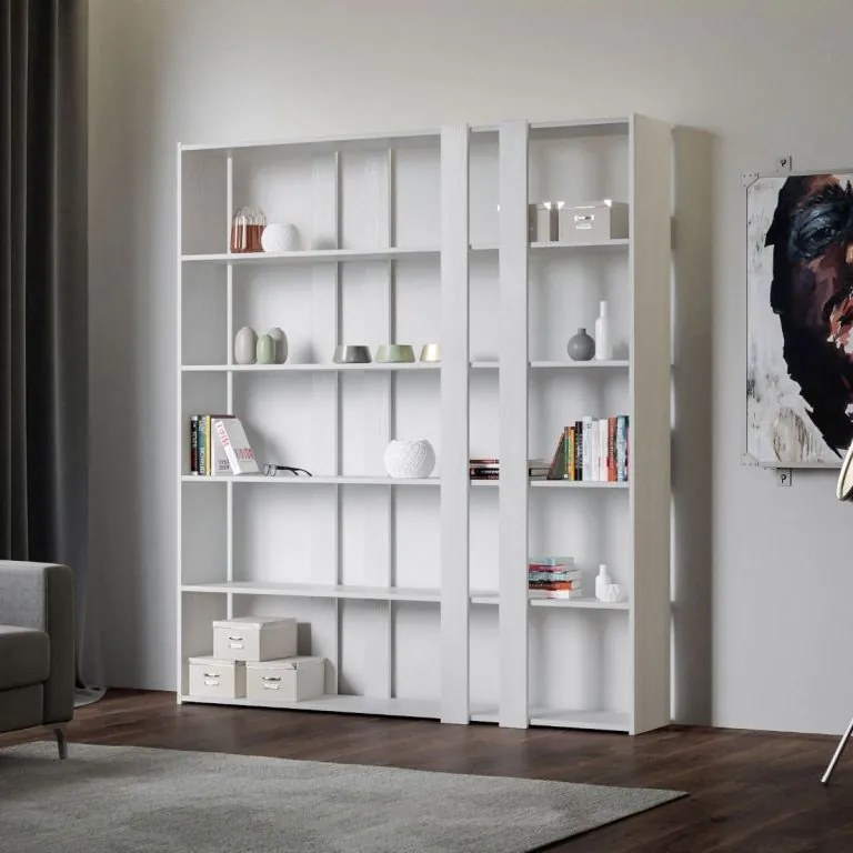 Libreria Eleganza Kato, Composizione B Kato 6R 2 fianchi 4 fasce lunghe / Bianco