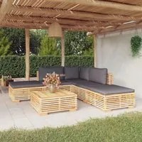 Set Divani da Giardino 6 pz con Cuscini Legno Massello di Teak 3100854