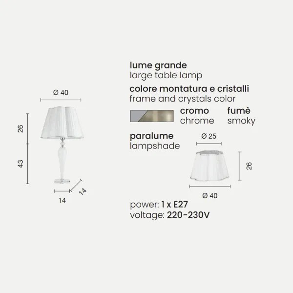 Lampada da tavolo 40x69 cm DEBUSSY luci in vetro lavorato a mano Fumč