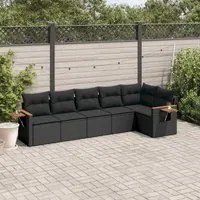 Set Divano da Giardino 6 pz con Cuscini Nero in Polyrattancod mxl 112313