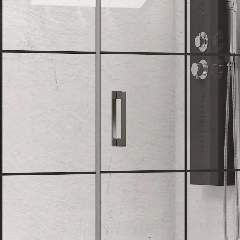 Porta doccia 101-104 cm telaio nero opaco vetro serigrafato | KAM-P5000 - KAMALU