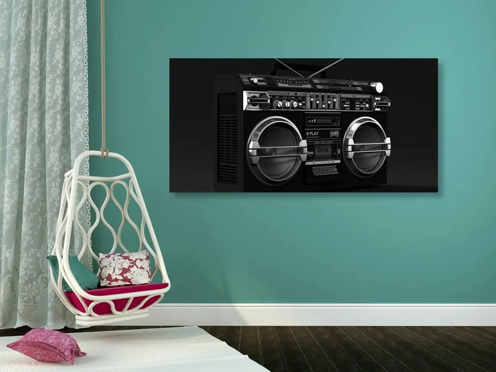 Stampa su tela – Radio disco anni '90 in bianco e nero