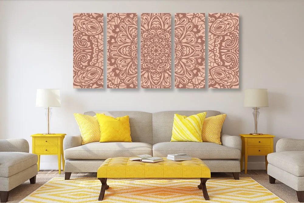 Quadri 5 pezzi – Mandala floreale