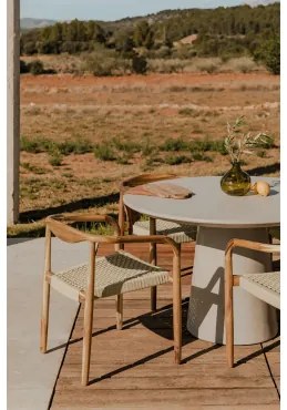 Confezione Da 4 Sedie Da Giardino In Legno Di Acacia E Corda Intrecciata Mallory Beige Crema - Sklum