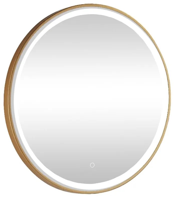 Specchio per bagno luminoso tondo con LED D80 cm Dorato - NUMEA