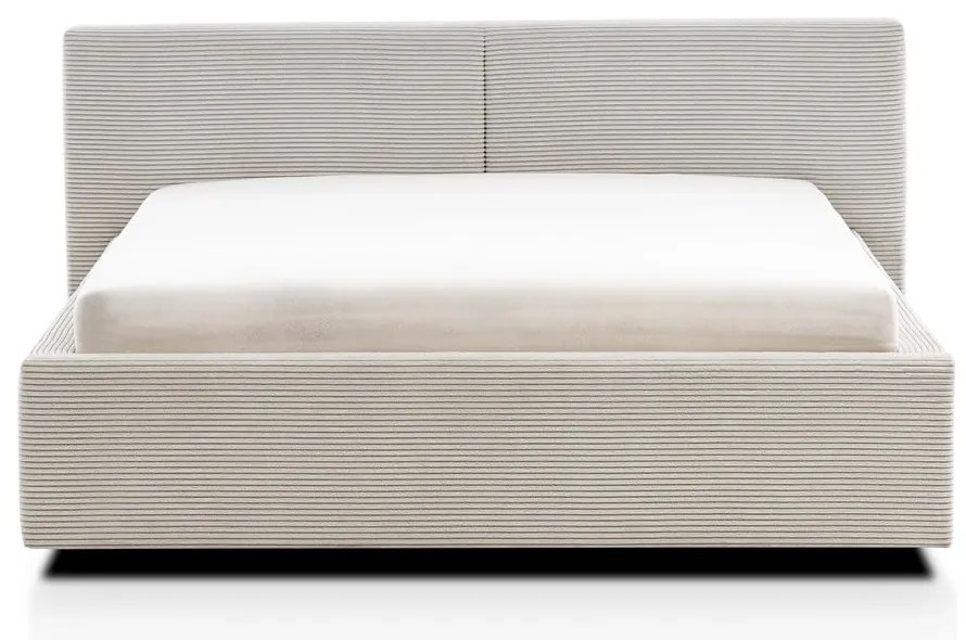 Letto matrimoniale imbottito beige con contenitore con rete inclusa 140x200 cm Cube – Meise Möbel