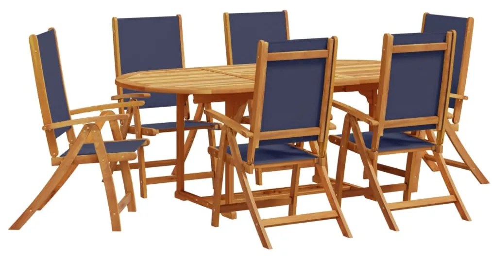 Set pranzo da giardino 7pz legno massello di acacia e textilene