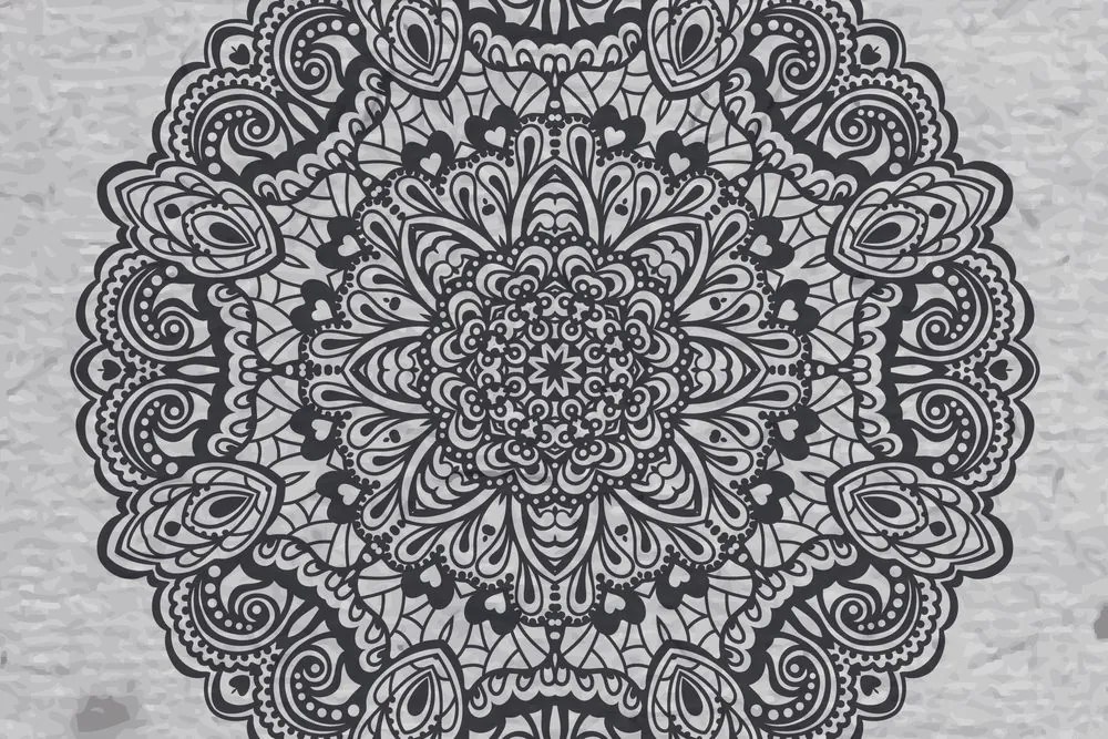 Carta da parati – Mandala floreale in bianco e nero