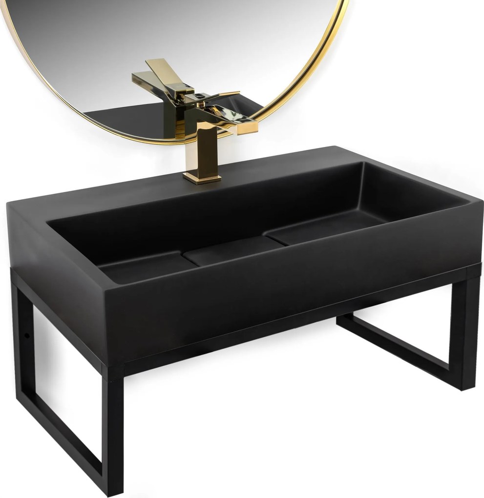 Lavabo in conglomerato GOYA BLACK MAT70CM + TELAIO